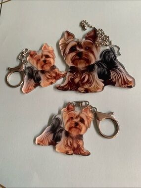 Yorkshire Terrier Dog Acrylic Charms - Brown & Black